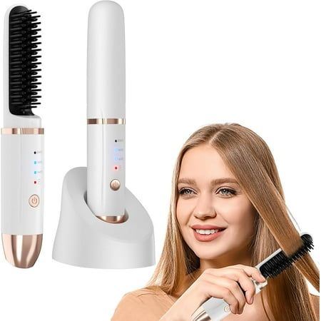 Dual-Purpose Electric Hair Comb for Curling & Straightening